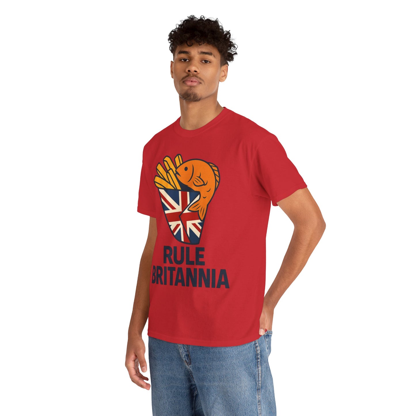 Fish & chips inspired Graphic Tee, Rule Britannia, Unisex Cotton T-Shirt, Casual Wear, Gift for Fish Lovers, Fun British Humor Shirt