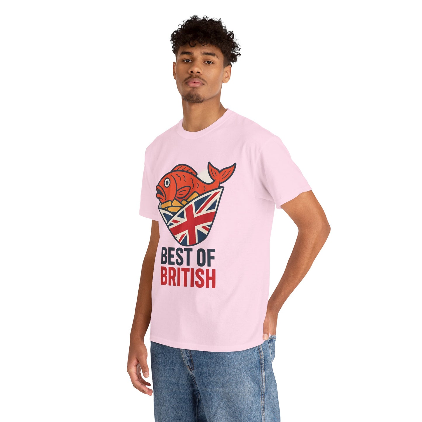 Best of British Fish & chips Unisex Heavy Cotton Tee - Fun Graphic Tee, Casual Summer Shirt, Gifts for Brits, Festival Wear, Travel T-Shirt
