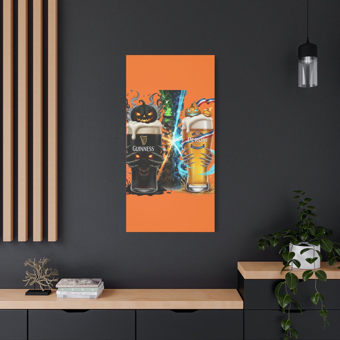 Halloween Guiness Beer Canvas Art Print, Spooky Wall Decor for Pub, Bar, Halloween Party, Unique Gift for Beer Lovers