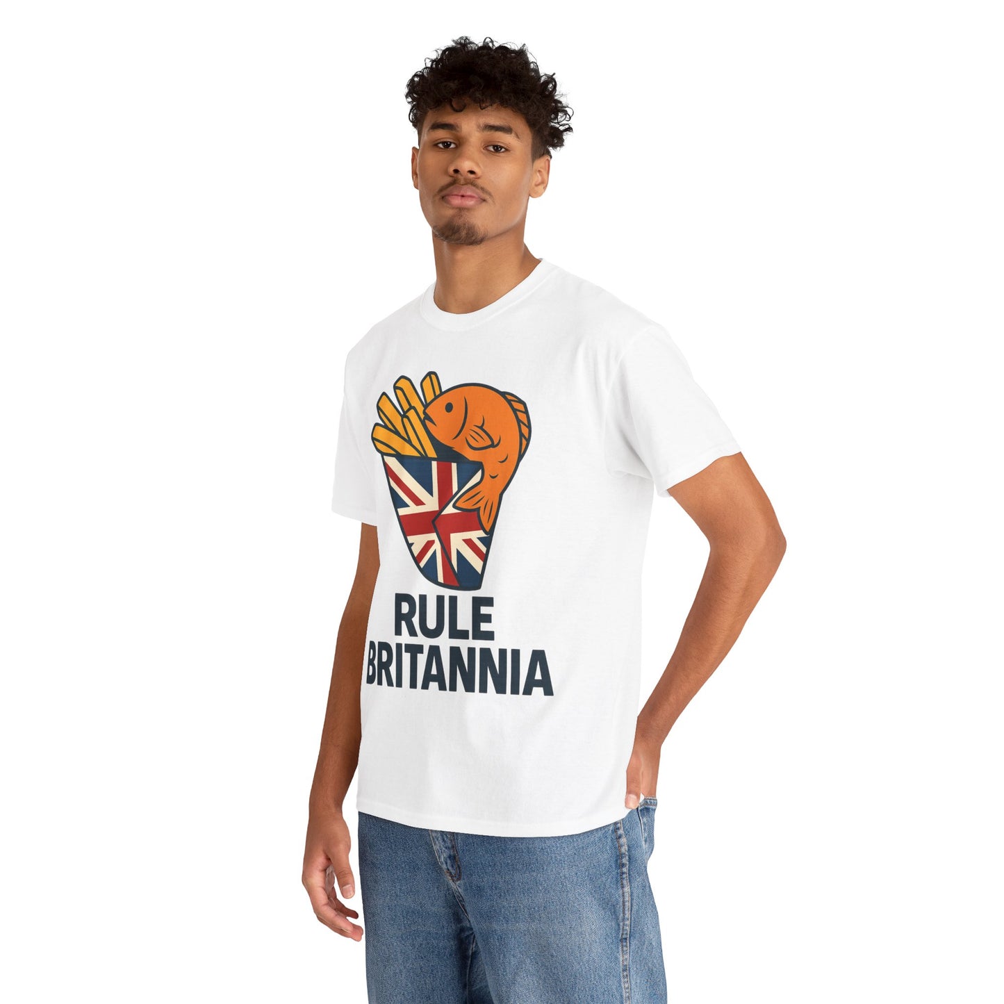 Fish & chips inspired Graphic Tee, Rule Britannia, Unisex Cotton T-Shirt, Casual Wear, Gift for Fish Lovers, Fun British Humor Shirt