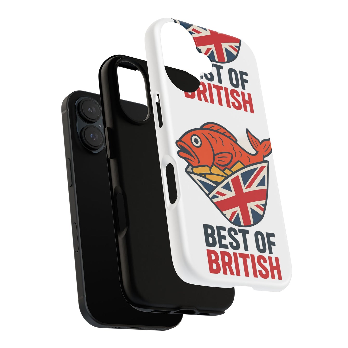 British Fish & Chips Phone Case, Tough Phone Cover, Best of British Design, Fun Gift for Foodies, UK Pride Accessory