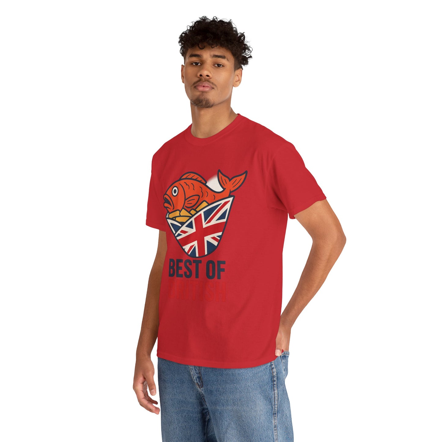 Best of British Fish & chips Unisex Heavy Cotton Tee - Fun Graphic Tee, Casual Summer Shirt, Gifts for Brits, Festival Wear, Travel T-Shirt