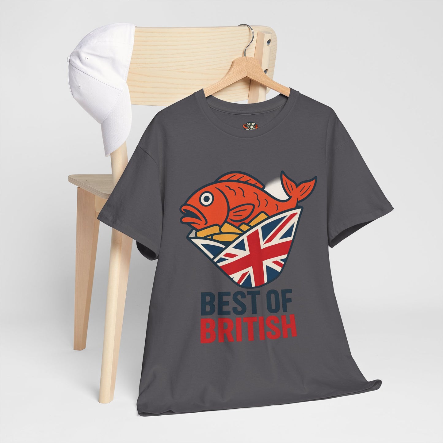 Best of British Fish & chips Unisex Heavy Cotton Tee - Fun Graphic Tee, Casual Summer Shirt, Gifts for Brits, Festival Wear, Travel T-Shirt