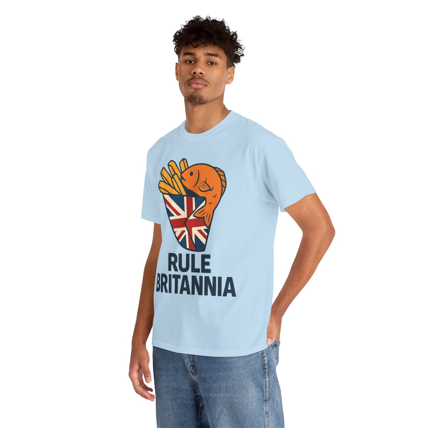 Fish & chips inspired Graphic Tee, Rule Britannia, Unisex Cotton T-Shirt, Casual Wear, Gift for Fish Lovers, Fun British Humor Shirt