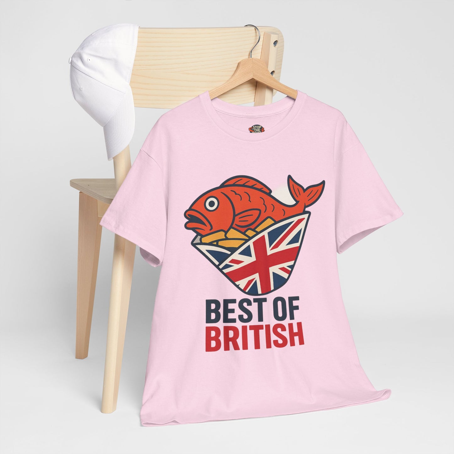 Best of British Fish & chips Unisex Heavy Cotton Tee - Fun Graphic Tee, Casual Summer Shirt, Gifts for Brits, Festival Wear, Travel T-Shirt