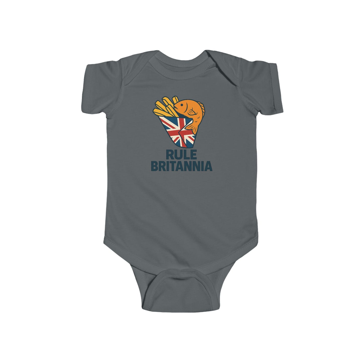 Fish & chips Baby Bodysuit with Fun 'Rule Britannia' Design, Gift for New Parents, Baby Shower Gift, Cute Outfit for Kids