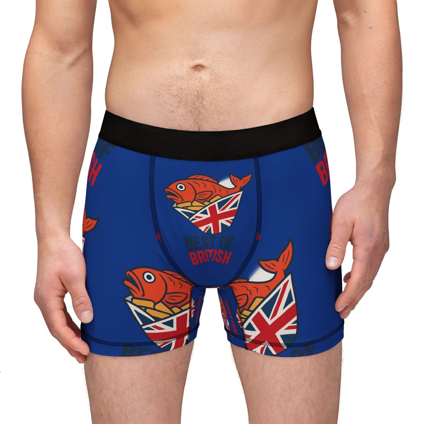 fish & chips Best of British Men's Boxers, Fun Underwear, Unique Gift for Him, British Pride Boxers, Quirky Swimwear, Comfortable Loungewear