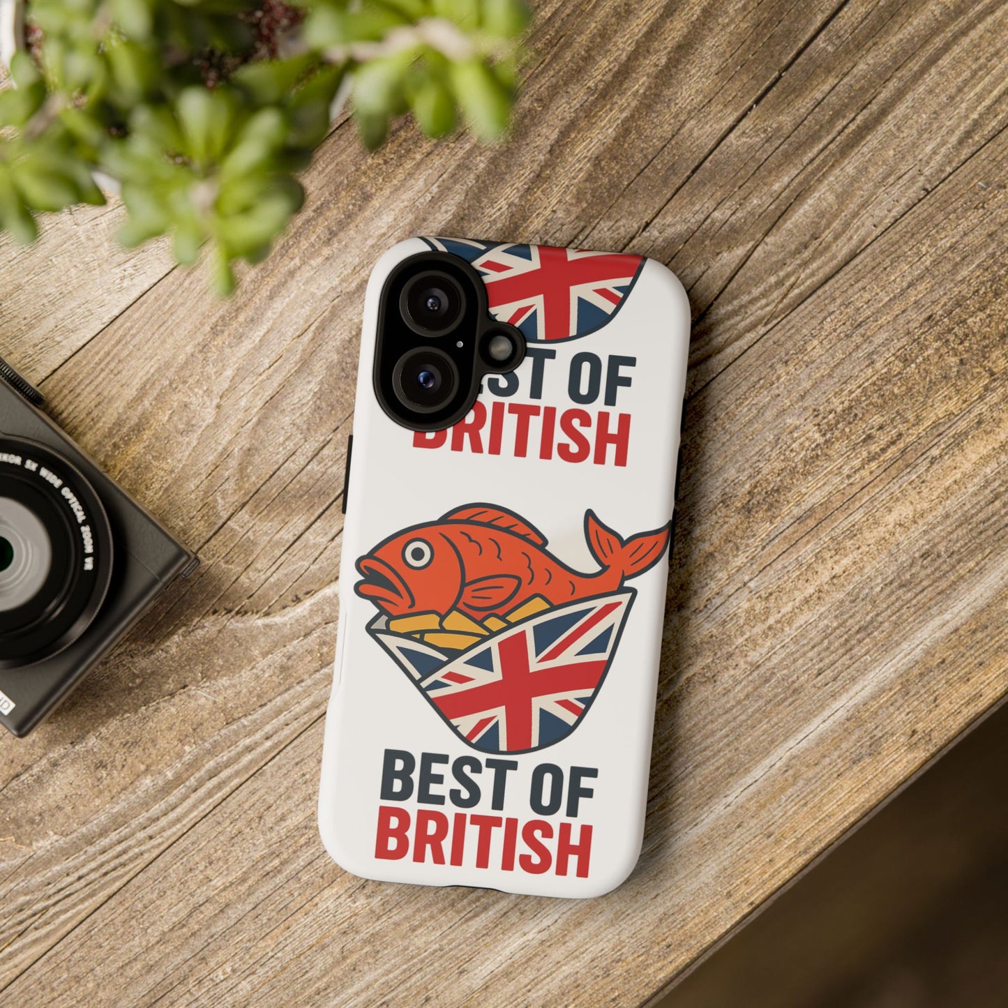 British Fish & Chips Phone Case, Tough Phone Cover, Best of British Design, Fun Gift for Foodies, UK Pride Accessory