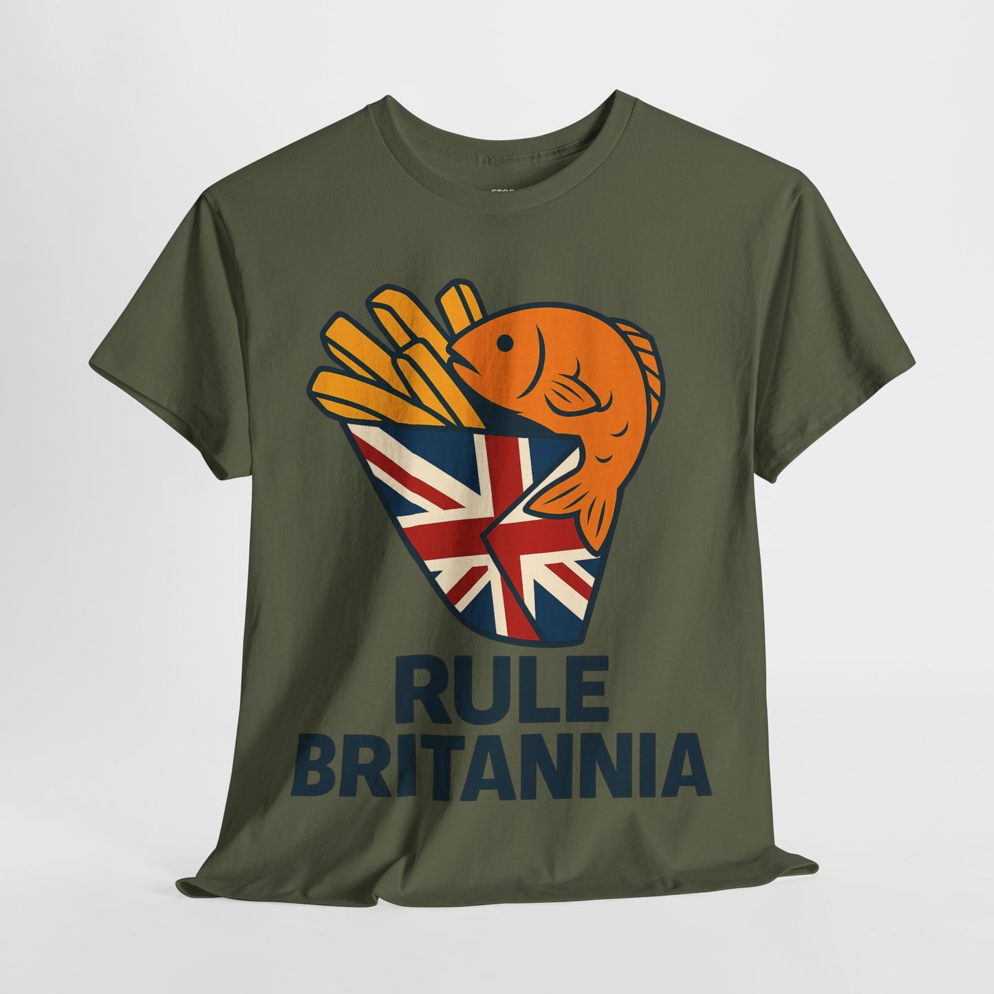 Fish & chips inspired Graphic Tee, Rule Britannia, Unisex Cotton T-Shirt, Casual Wear, Gift for Fish Lovers, Fun British Humor Shirt