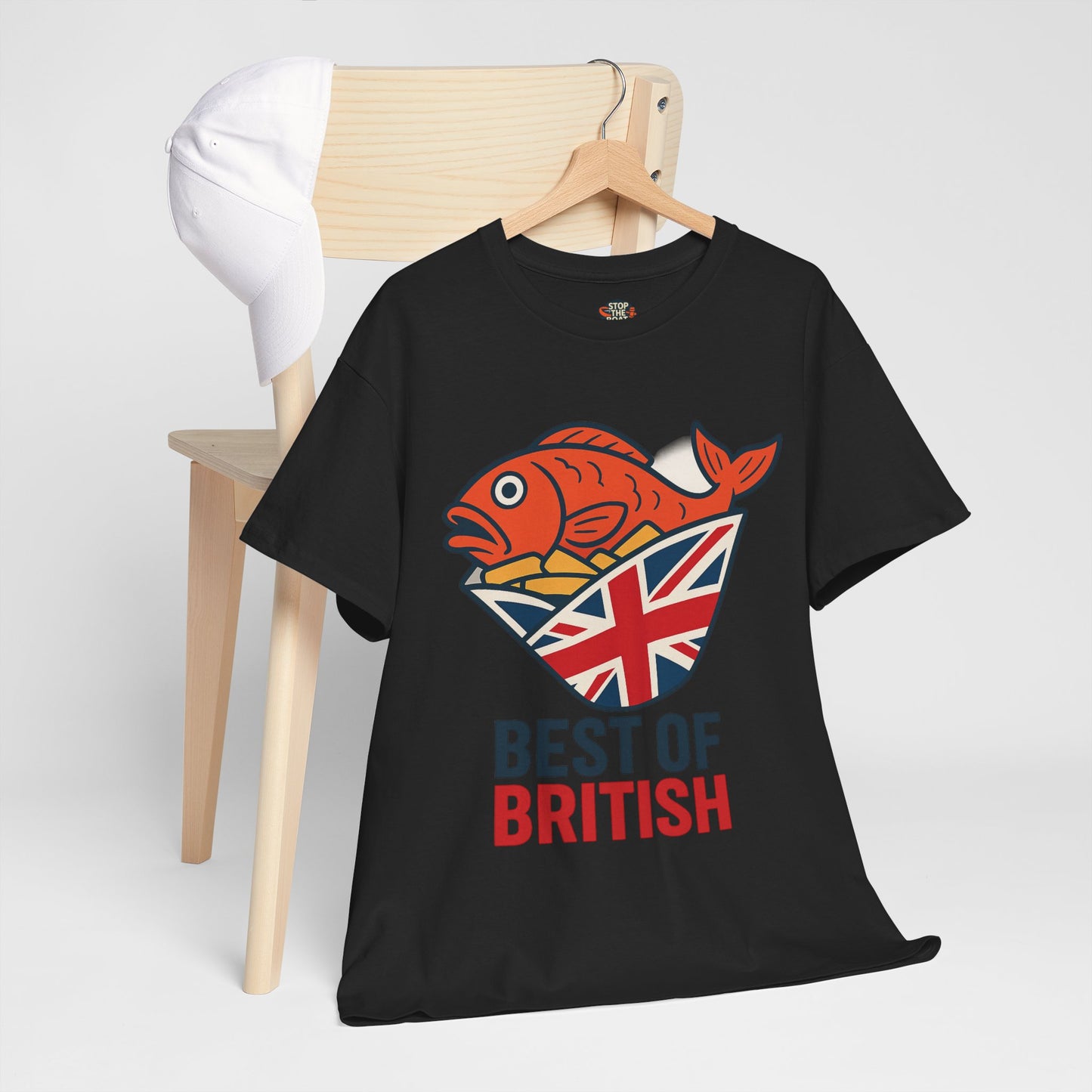 Best of British Fish & chips Unisex Heavy Cotton Tee - Fun Graphic Tee, Casual Summer Shirt, Gifts for Brits, Festival Wear, Travel T-Shirt