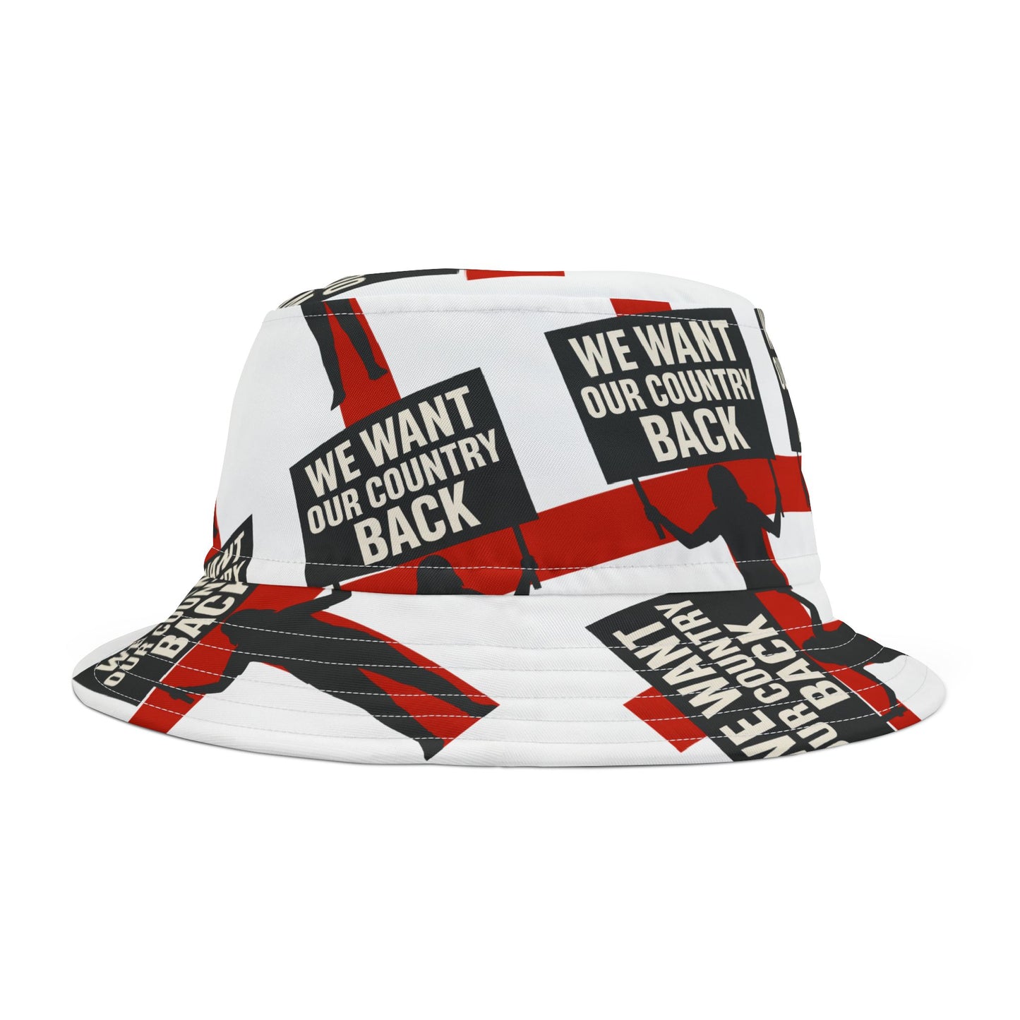 Protest Statement Bucket Hat - AOP, Street Style Accessory, Summer Hat, Festival Gear, Statement Piece
