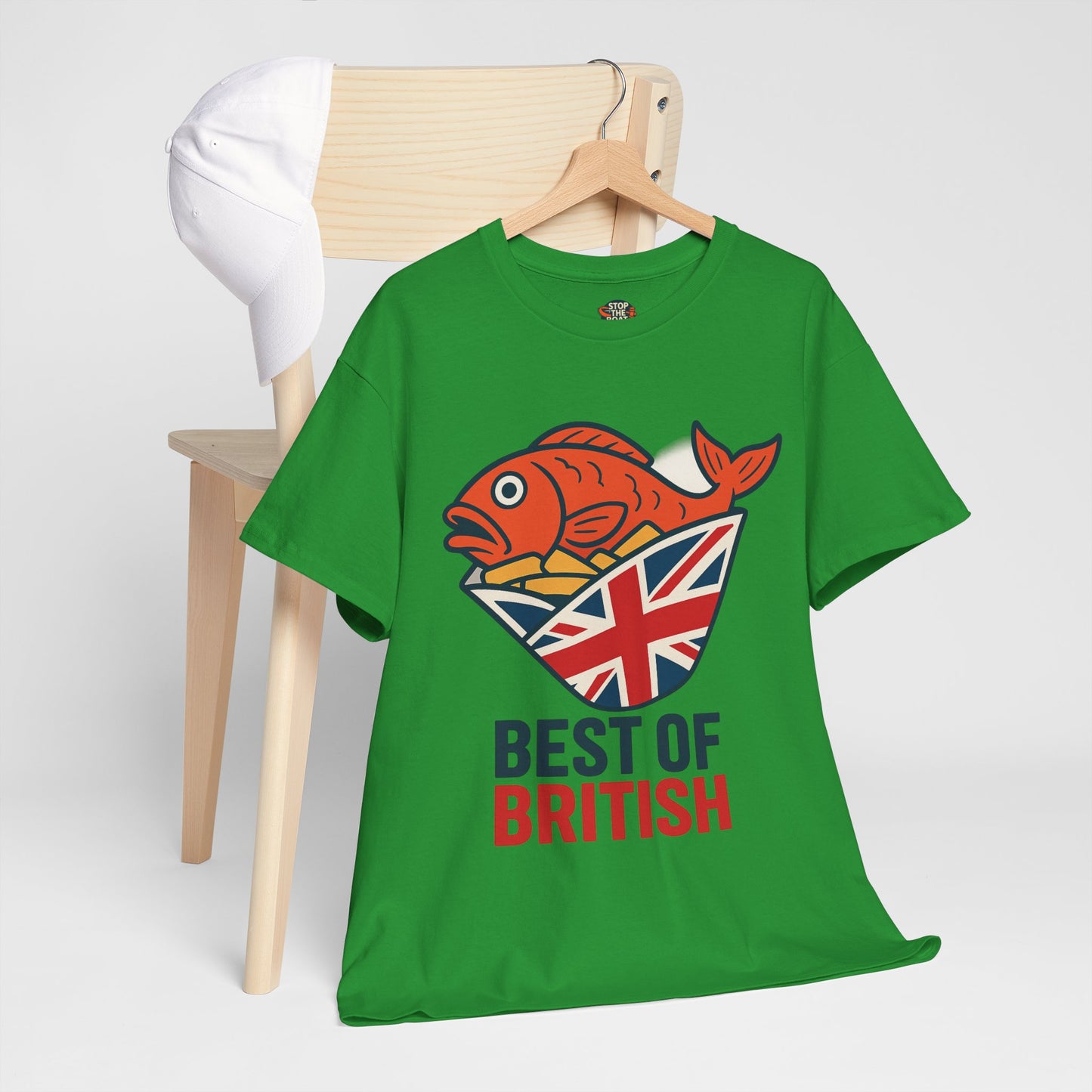 Best of British Fish & chips Unisex Heavy Cotton Tee - Fun Graphic Tee, Casual Summer Shirt, Gifts for Brits, Festival Wear, Travel T-Shirt