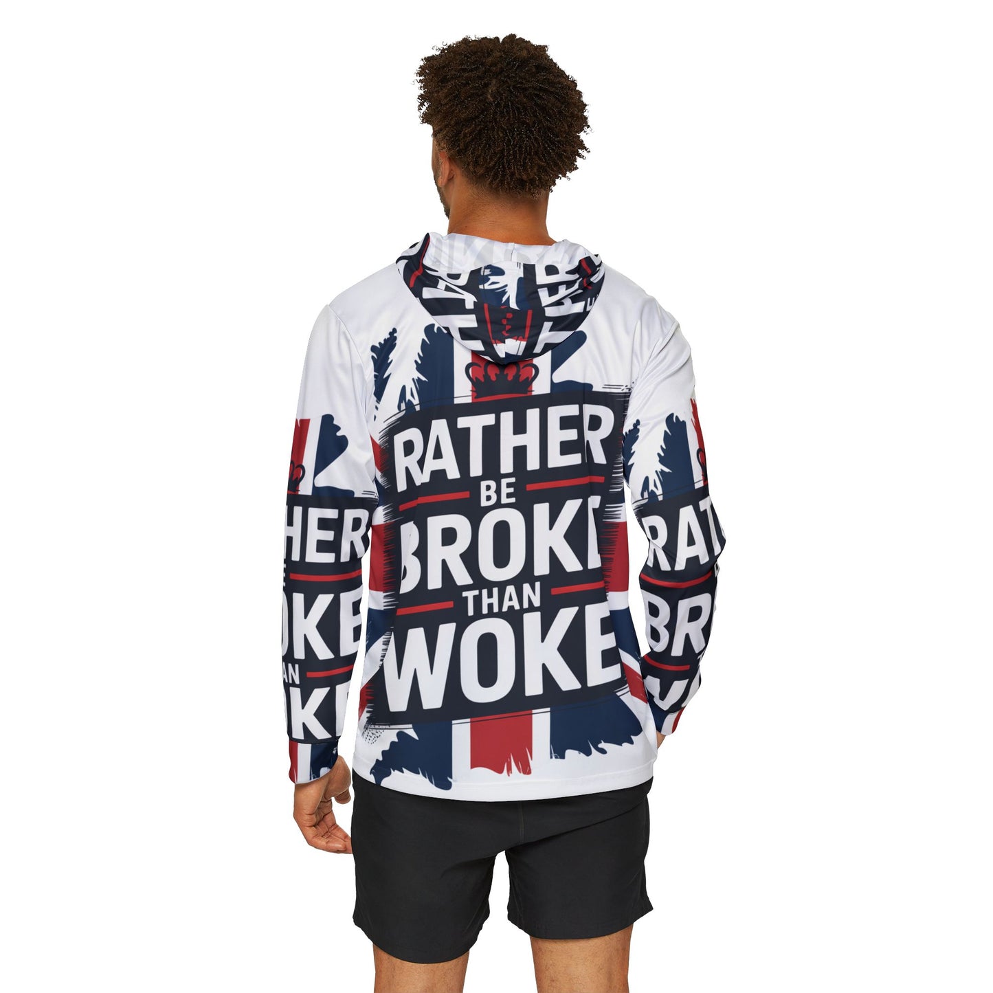 id rather be broke than woke stop the boats Men's Sports Warmup Hoodie (AOP)