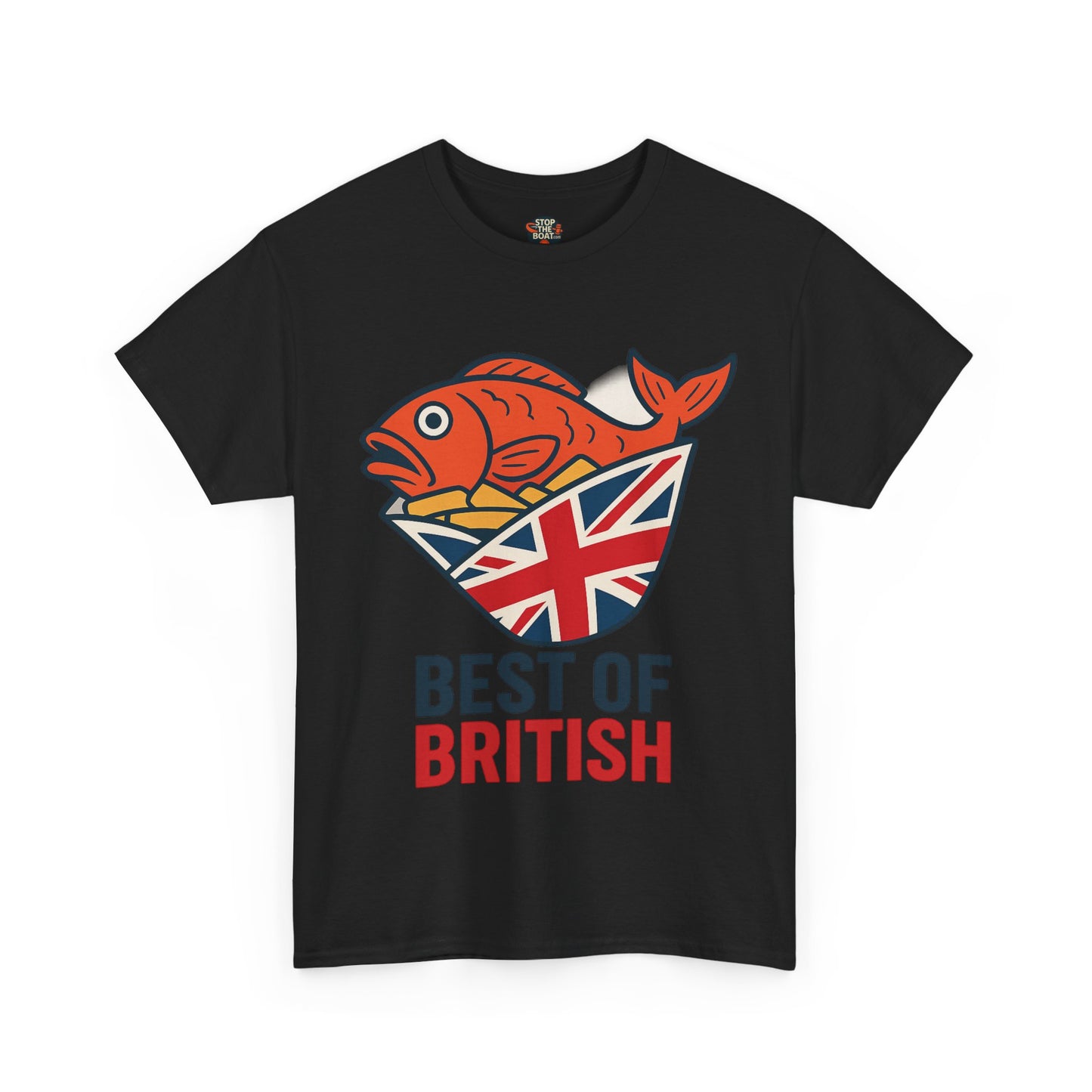 Best of British Fish & chips Unisex Heavy Cotton Tee - Fun Graphic Tee, Casual Summer Shirt, Gifts for Brits, Festival Wear, Travel T-Shirt