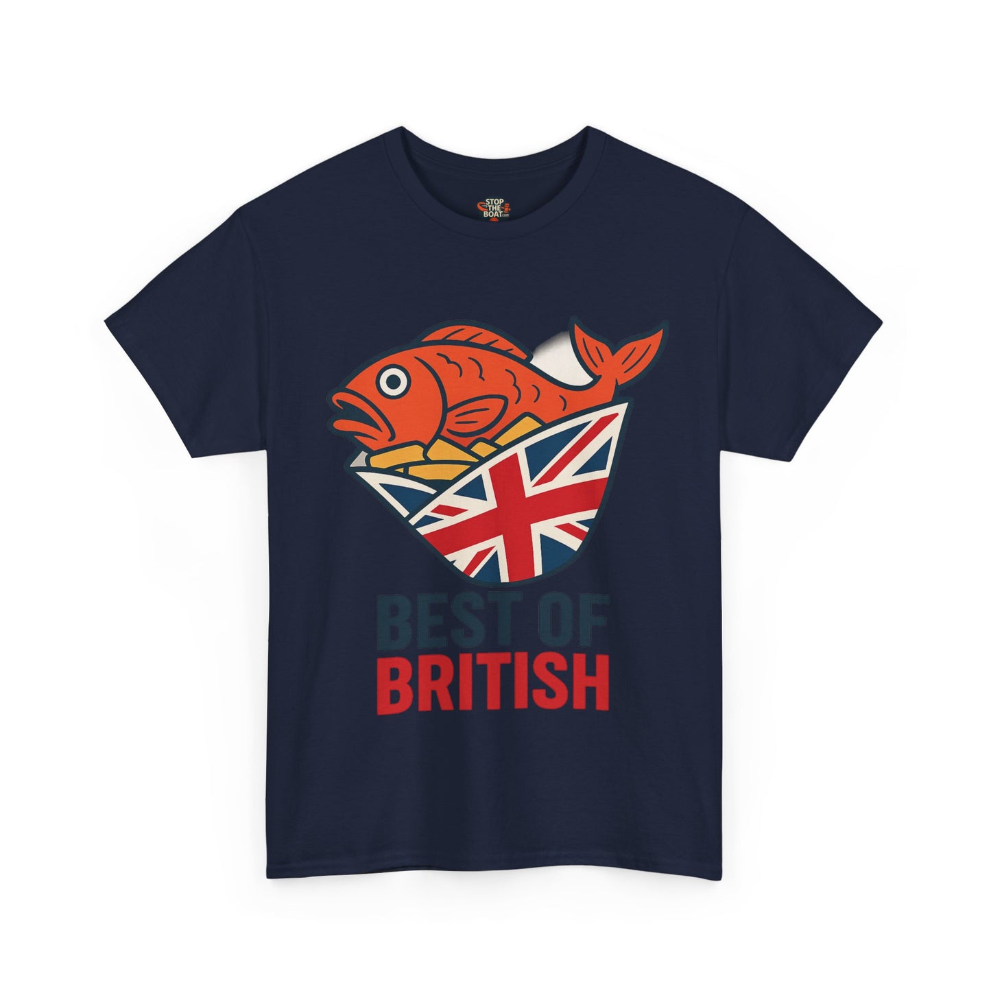 Best of British Fish & chips Unisex Heavy Cotton Tee - Fun Graphic Tee, Casual Summer Shirt, Gifts for Brits, Festival Wear, Travel T-Shirt