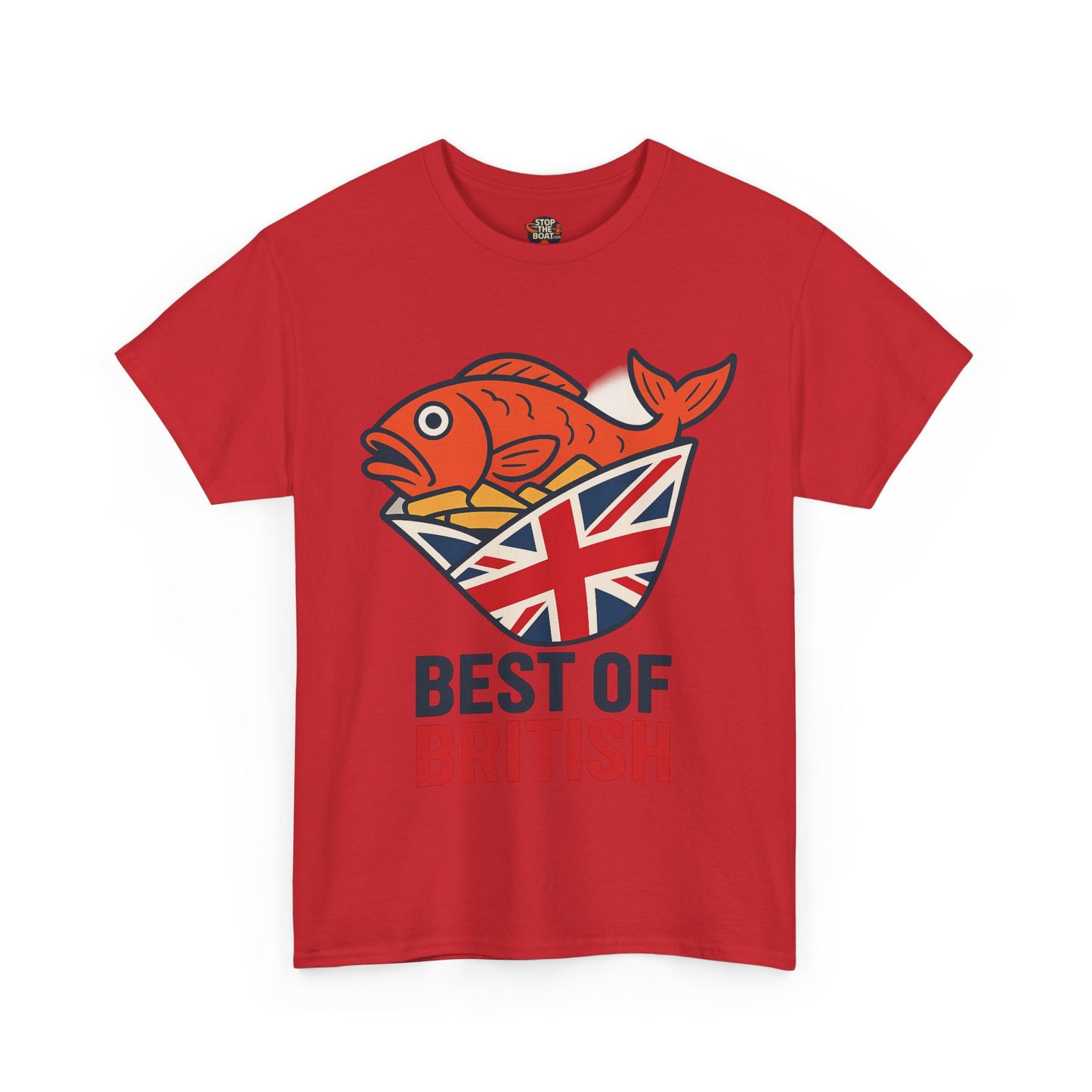 Best of British Fish & chips Unisex Heavy Cotton Tee - Fun Graphic Tee, Casual Summer Shirt, Gifts for Brits, Festival Wear, Travel T-Shirt