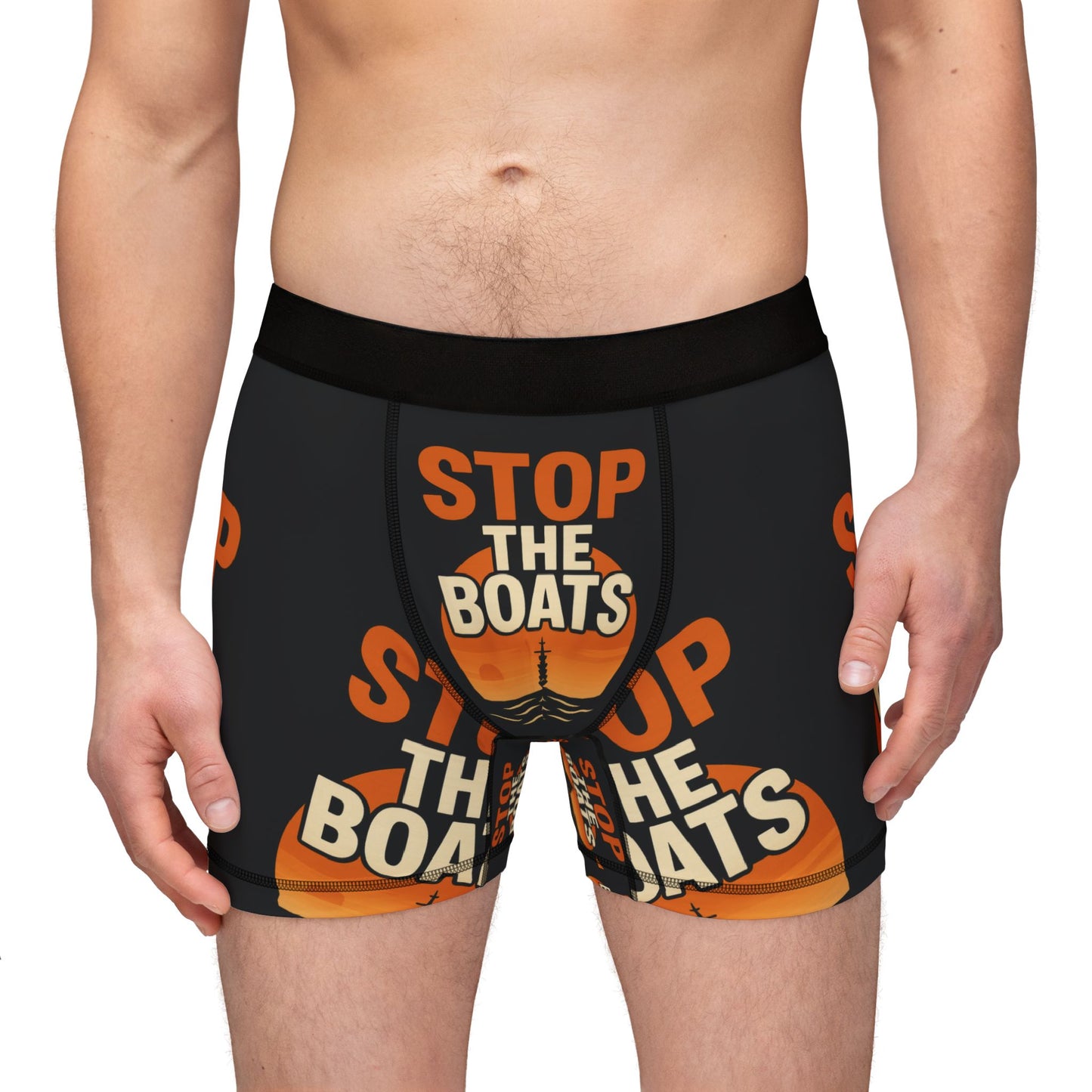 Boxers with a Bold Message | Stop The Boats Design, Comfortable Underwear, Men's Gifts, Unique Boxers, Everyday Wear