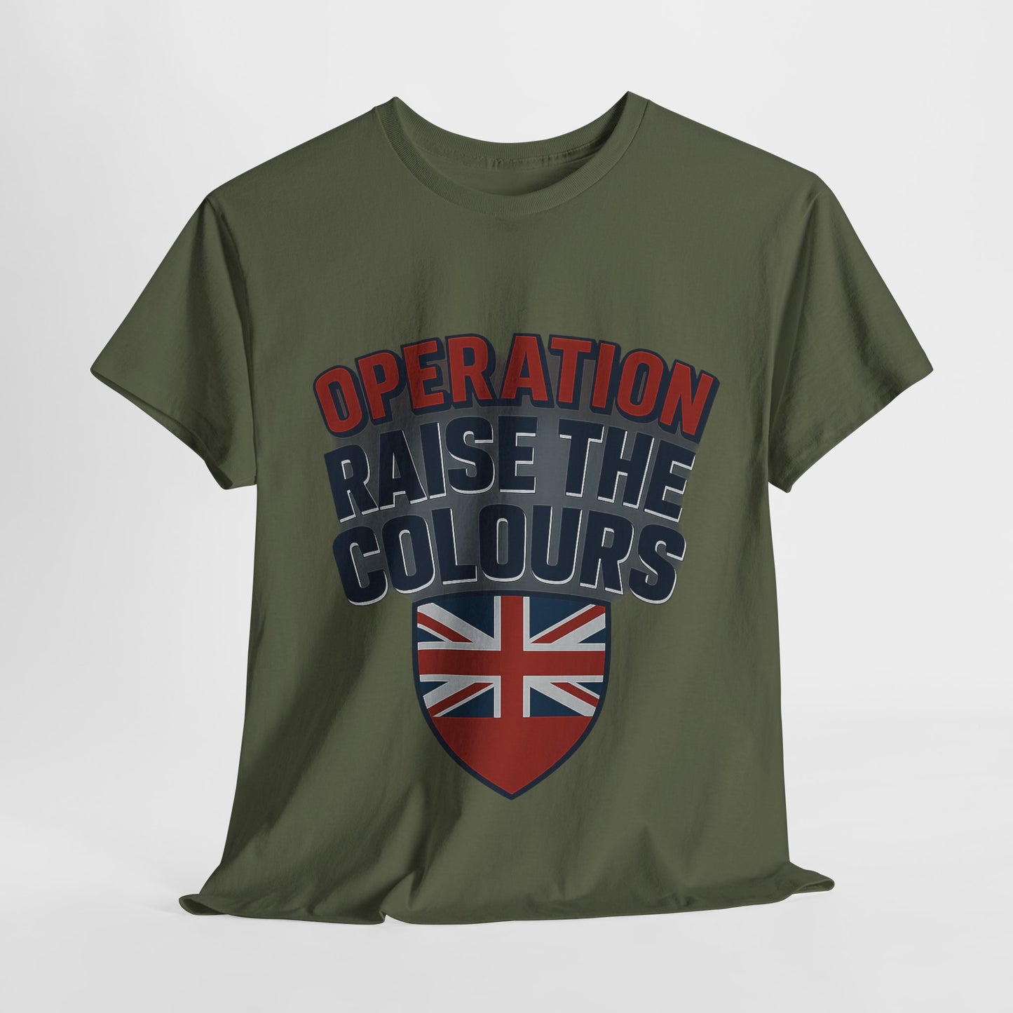 Operation Raise The Colours Unisex Heavy Cotton Tee, Casual T-Shirt, Gift Idea, Graphic Tee, British Flag Tee