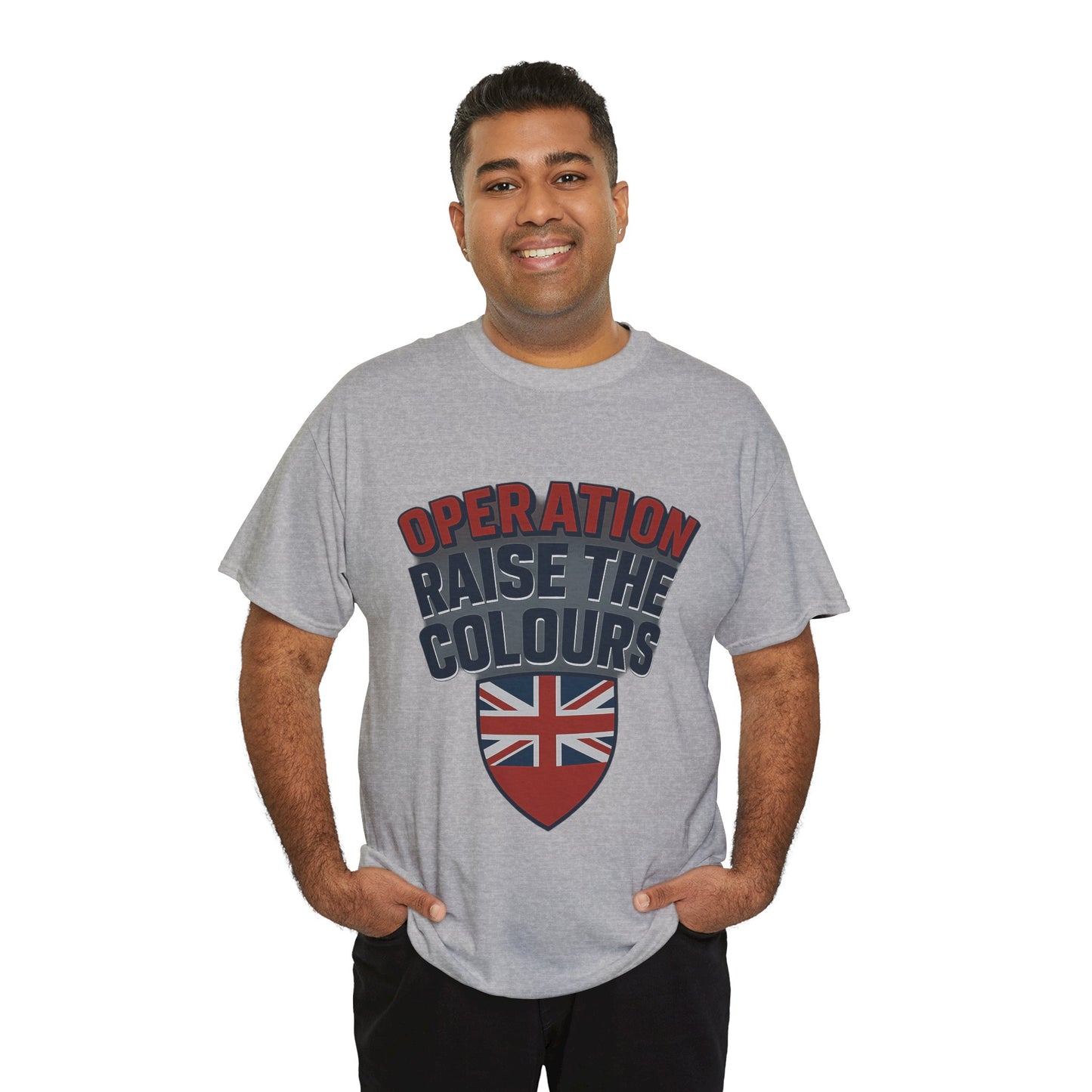 Operation Raise The Colours Unisex Heavy Cotton Tee, Casual T-Shirt, Gift Idea, Graphic Tee, British Flag Tee