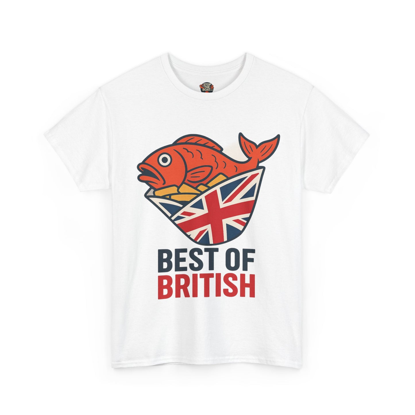 Best of British Fish & chips Unisex Heavy Cotton Tee - Fun Graphic Tee, Casual Summer Shirt, Gifts for Brits, Festival Wear, Travel T-Shirt
