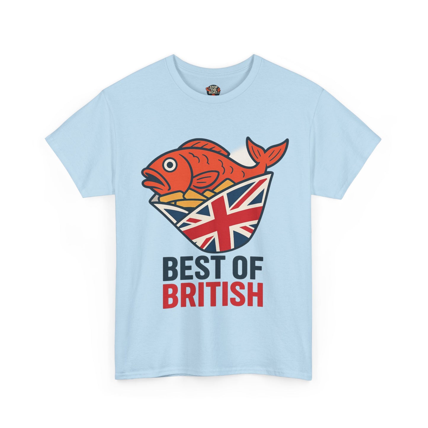 Best of British Fish & chips Unisex Heavy Cotton Tee - Fun Graphic Tee, Casual Summer Shirt, Gifts for Brits, Festival Wear, Travel T-Shirt