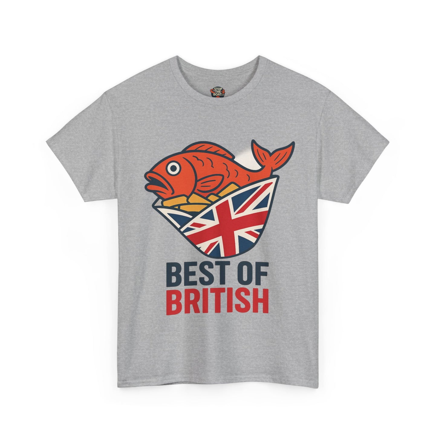 Best of British Fish & chips Unisex Heavy Cotton Tee - Fun Graphic Tee, Casual Summer Shirt, Gifts for Brits, Festival Wear, Travel T-Shirt