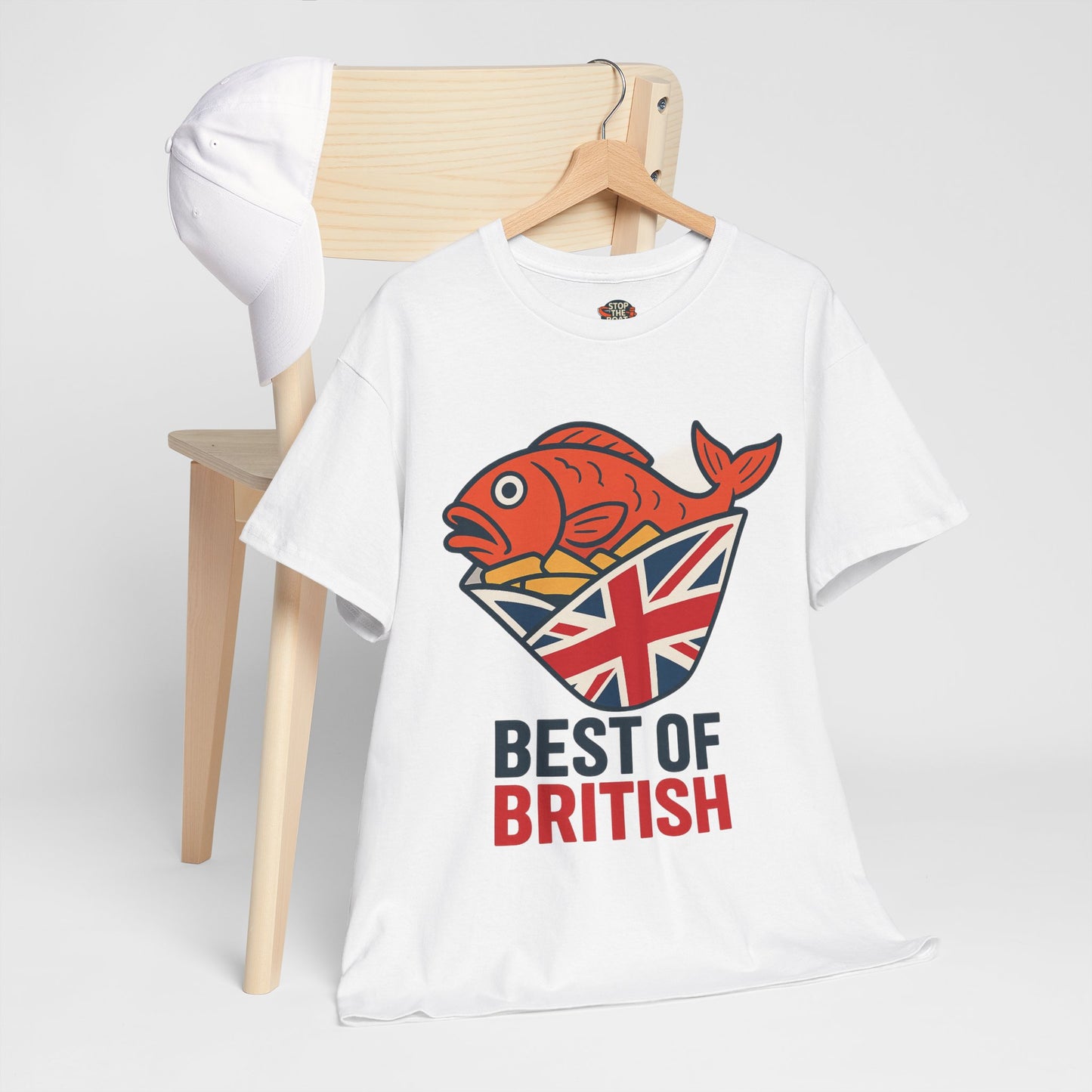 Best of British Fish & chips Unisex Heavy Cotton Tee - Fun Graphic Tee, Casual Summer Shirt, Gifts for Brits, Festival Wear, Travel T-Shirt