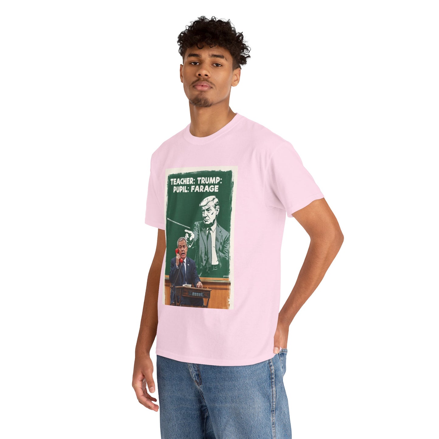 Political Humor Tee: Teacher Trump & Pupil Farage Graphic Shirt