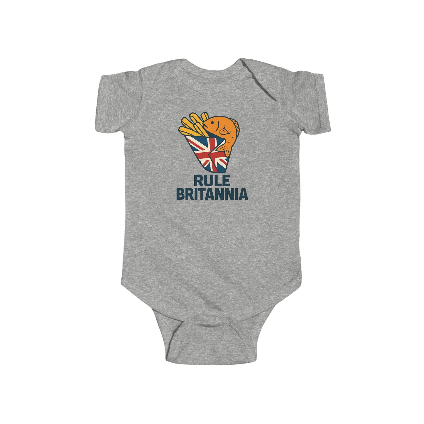 Fish & chips Baby Bodysuit with Fun 'Rule Britannia' Design, Gift for New Parents, Baby Shower Gift, Cute Outfit for Kids