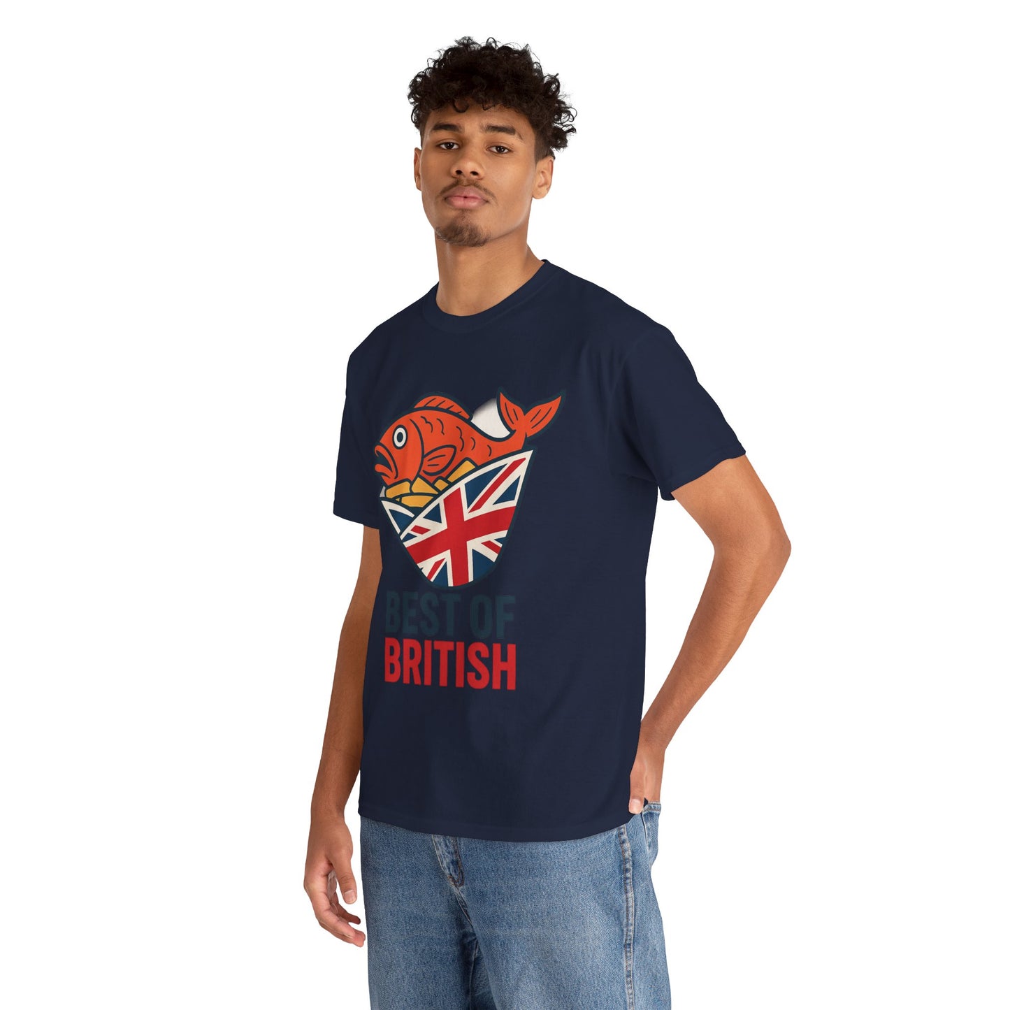 Best of British Fish & chips Unisex Heavy Cotton Tee - Fun Graphic Tee, Casual Summer Shirt, Gifts for Brits, Festival Wear, Travel T-Shirt