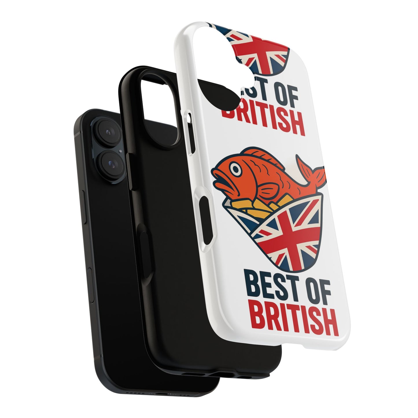 British Fish & Chips Phone Case, Tough Phone Cover, Best of British Design, Fun Gift for Foodies, UK Pride Accessory