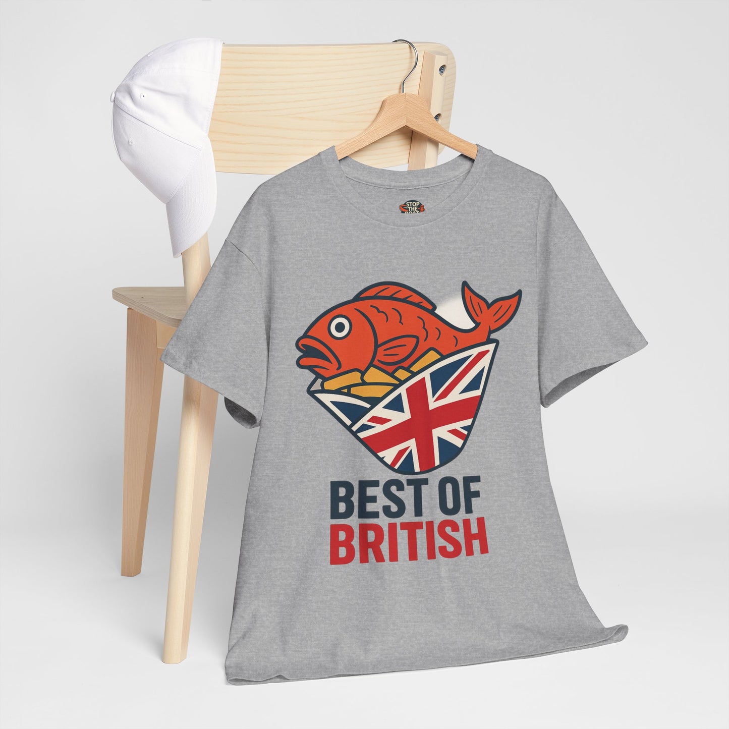Best of British Fish & chips Unisex Heavy Cotton Tee - Fun Graphic Tee, Casual Summer Shirt, Gifts for Brits, Festival Wear, Travel T-Shirt