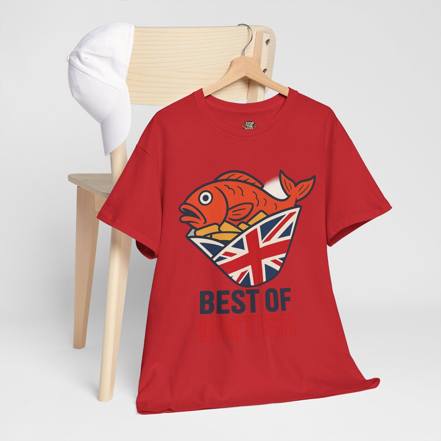 Best of British Fish & chips Unisex Heavy Cotton Tee - Fun Graphic Tee, Casual Summer Shirt, Gifts for Brits, Festival Wear, Travel T-Shirt