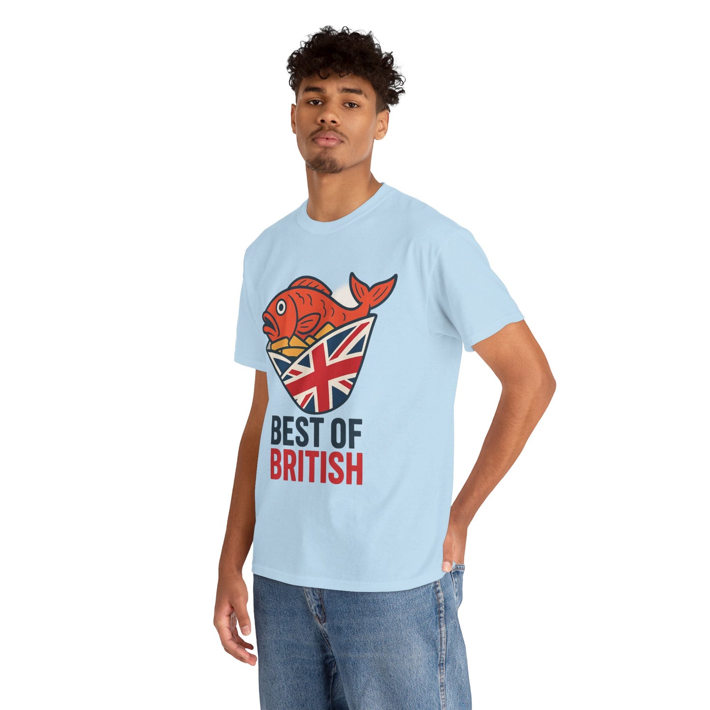 Best of British Fish & chips Unisex Heavy Cotton Tee - Fun Graphic Tee, Casual Summer Shirt, Gifts for Brits, Festival Wear, Travel T-Shirt