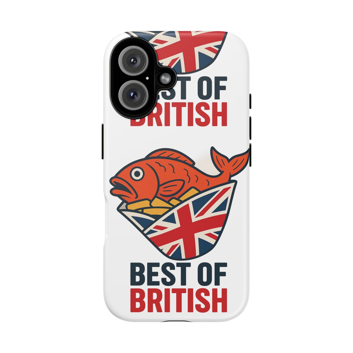 British Fish & Chips Phone Case, Tough Phone Cover, Best of British Design, Fun Gift for Foodies, UK Pride Accessory