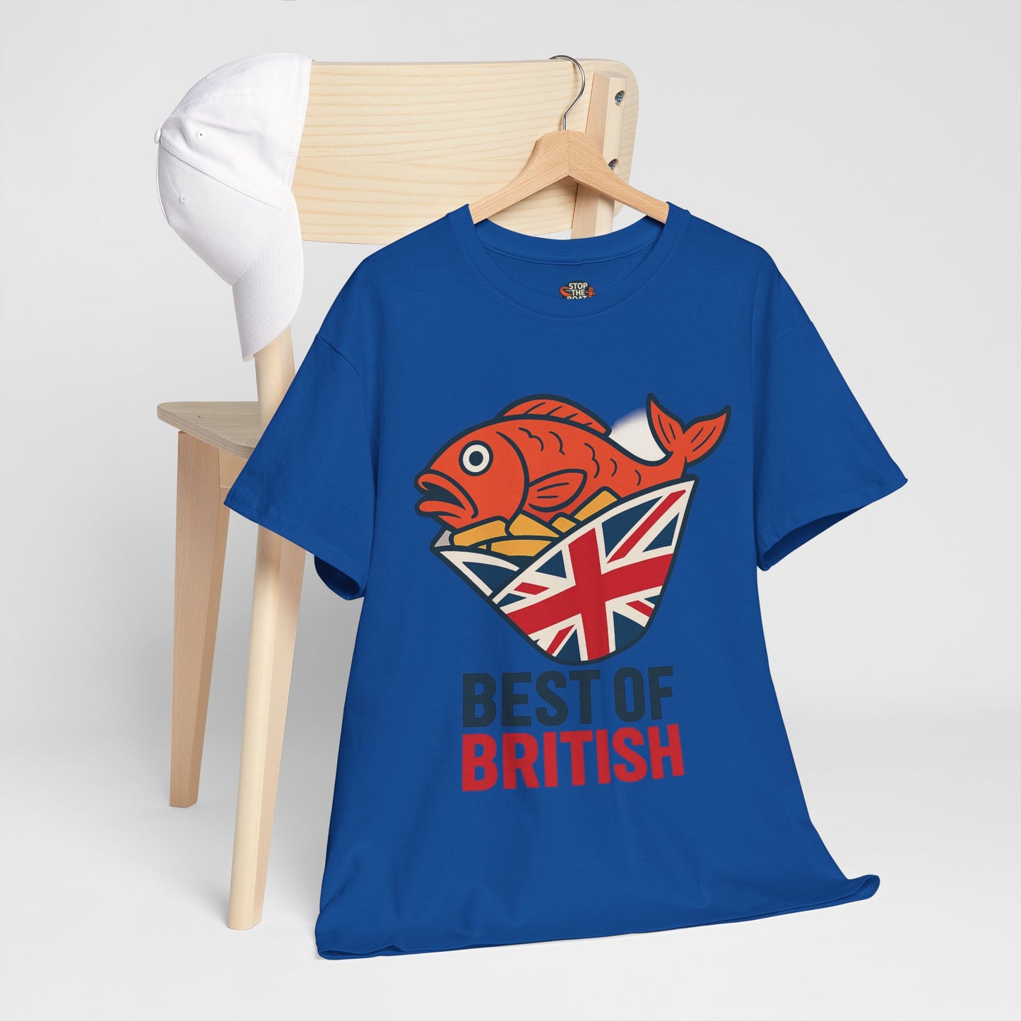 Best of British Fish & chips Unisex Heavy Cotton Tee - Fun Graphic Tee, Casual Summer Shirt, Gifts for Brits, Festival Wear, Travel T-Shirt