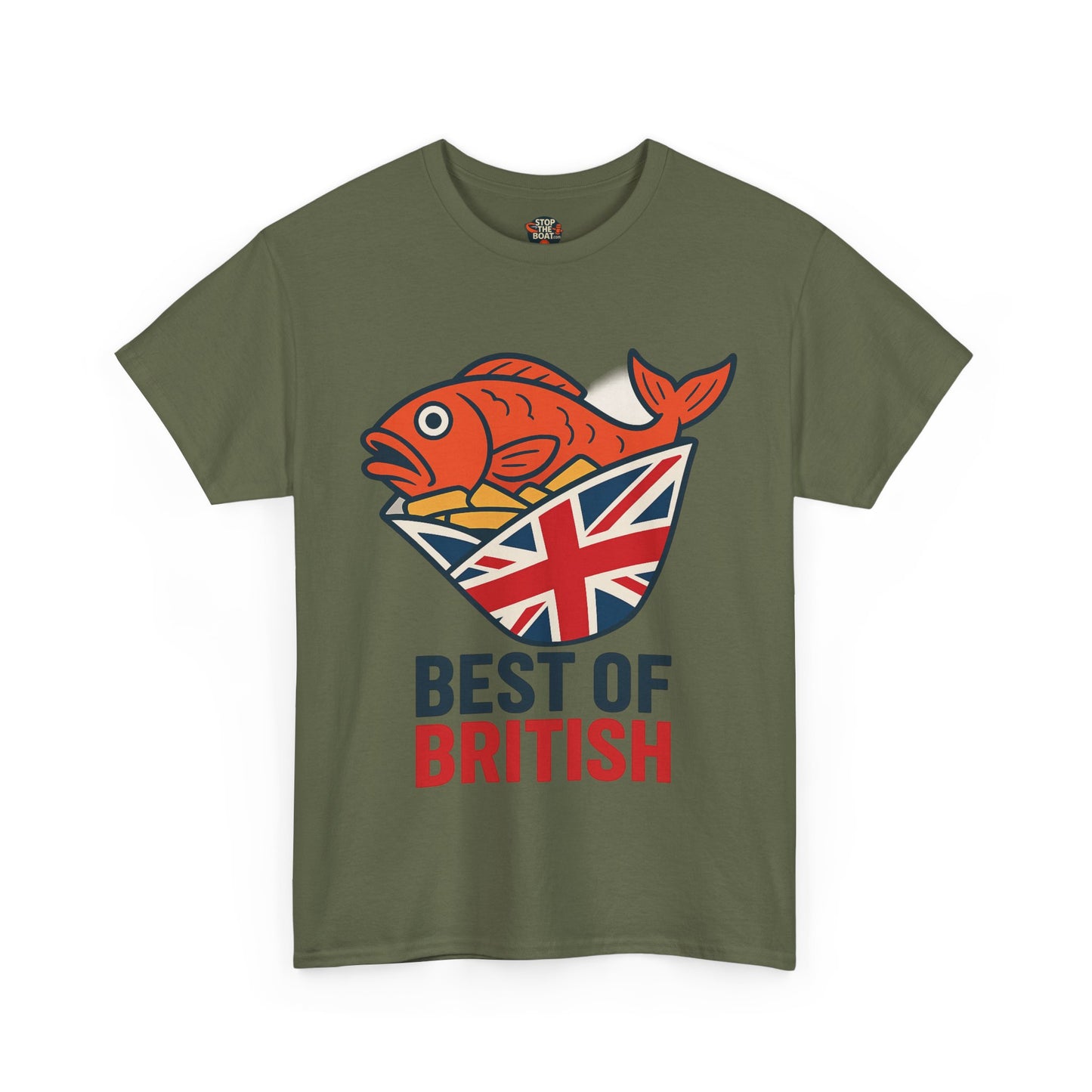 Best of British Fish & chips Unisex Heavy Cotton Tee - Fun Graphic Tee, Casual Summer Shirt, Gifts for Brits, Festival Wear, Travel T-Shirt