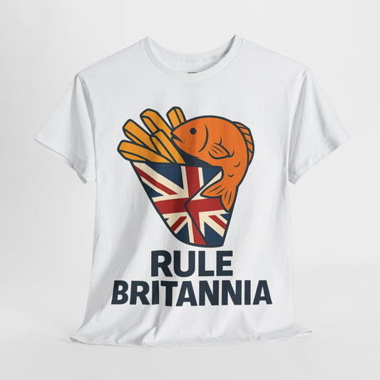 Fish & chips inspired Graphic Tee, Rule Britannia, Unisex Cotton T-Shirt, Casual Wear, Gift for Fish Lovers, Fun British Humor Shirt
