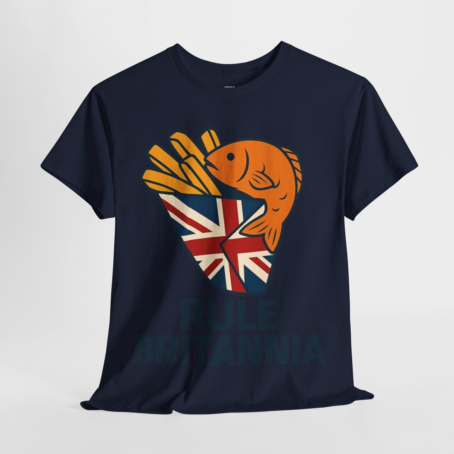 Fish & chips inspired Graphic Tee, Rule Britannia, Unisex Cotton T-Shirt, Casual Wear, Gift for Fish Lovers, Fun British Humor Shirt