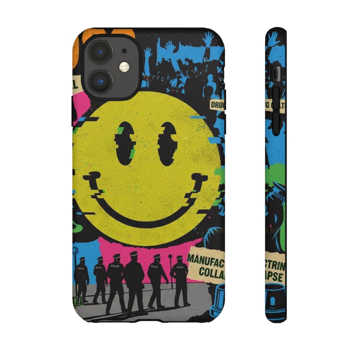Acid house rave Vibrant iPhone Case, Tough Cases, Smiley Face Phone Cover, Fun Accessory, Colorful Phone Protector, Gift for Teenagers