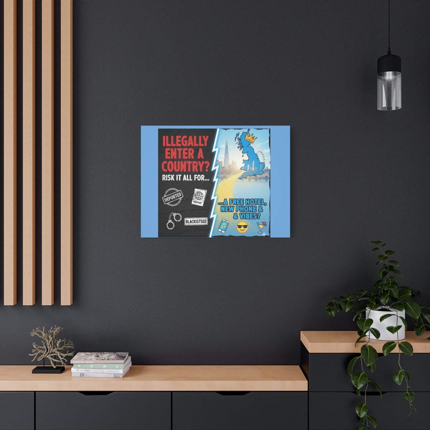 stop the boats British UK england scotland wales n.ireland  satire patriot design Playful Travel Canvas Art