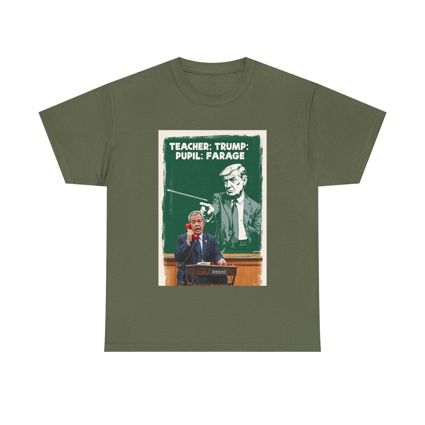 Political Humor Tee: Teacher Trump & Pupil Farage Graphic Shirt