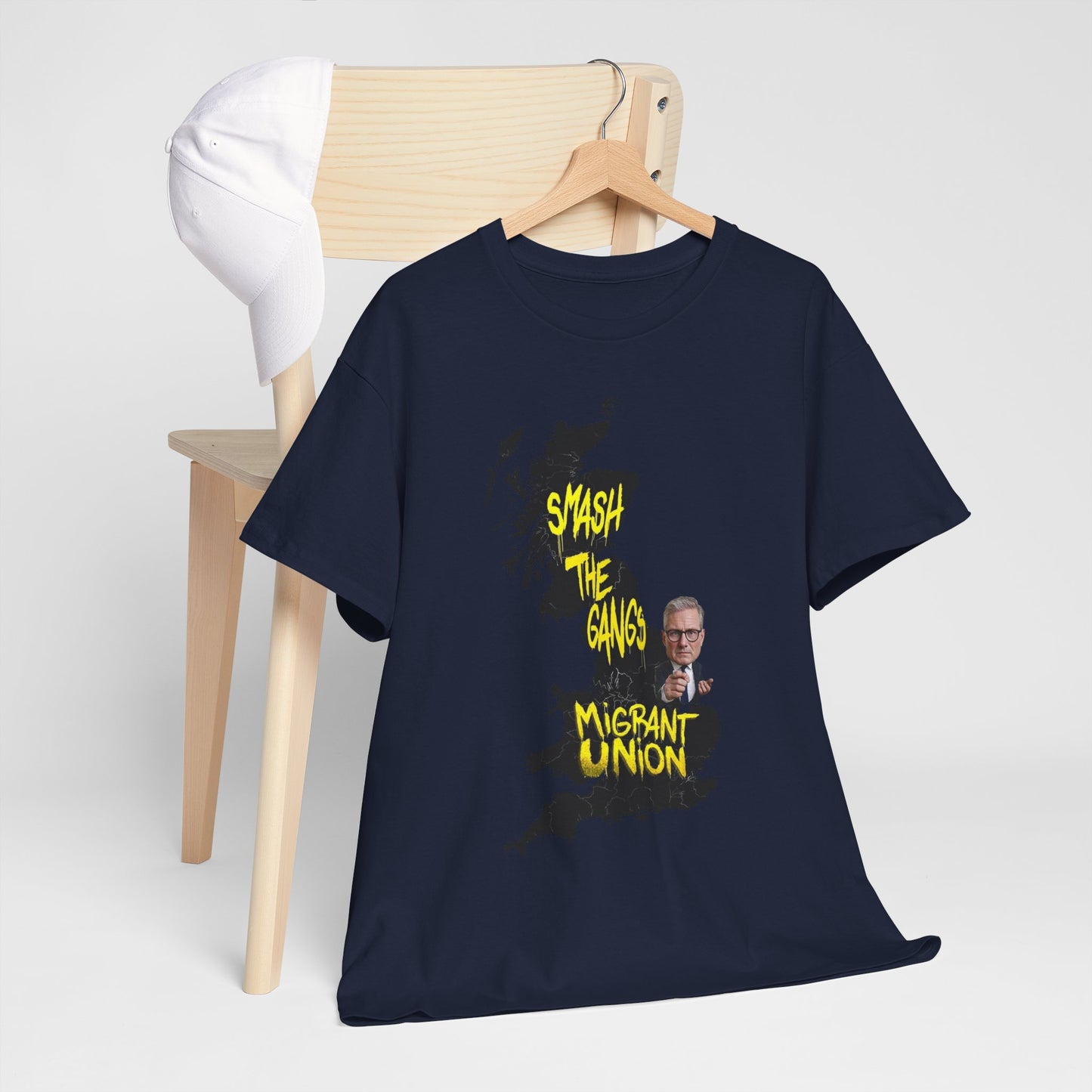 MIGRANT UNION starmer smash the gangs edition - Graphic Unisex Cotton Tee | Smash the Camps, Migrant Union | Protest Wear, Street Style, Music Festival, Casual Outfit