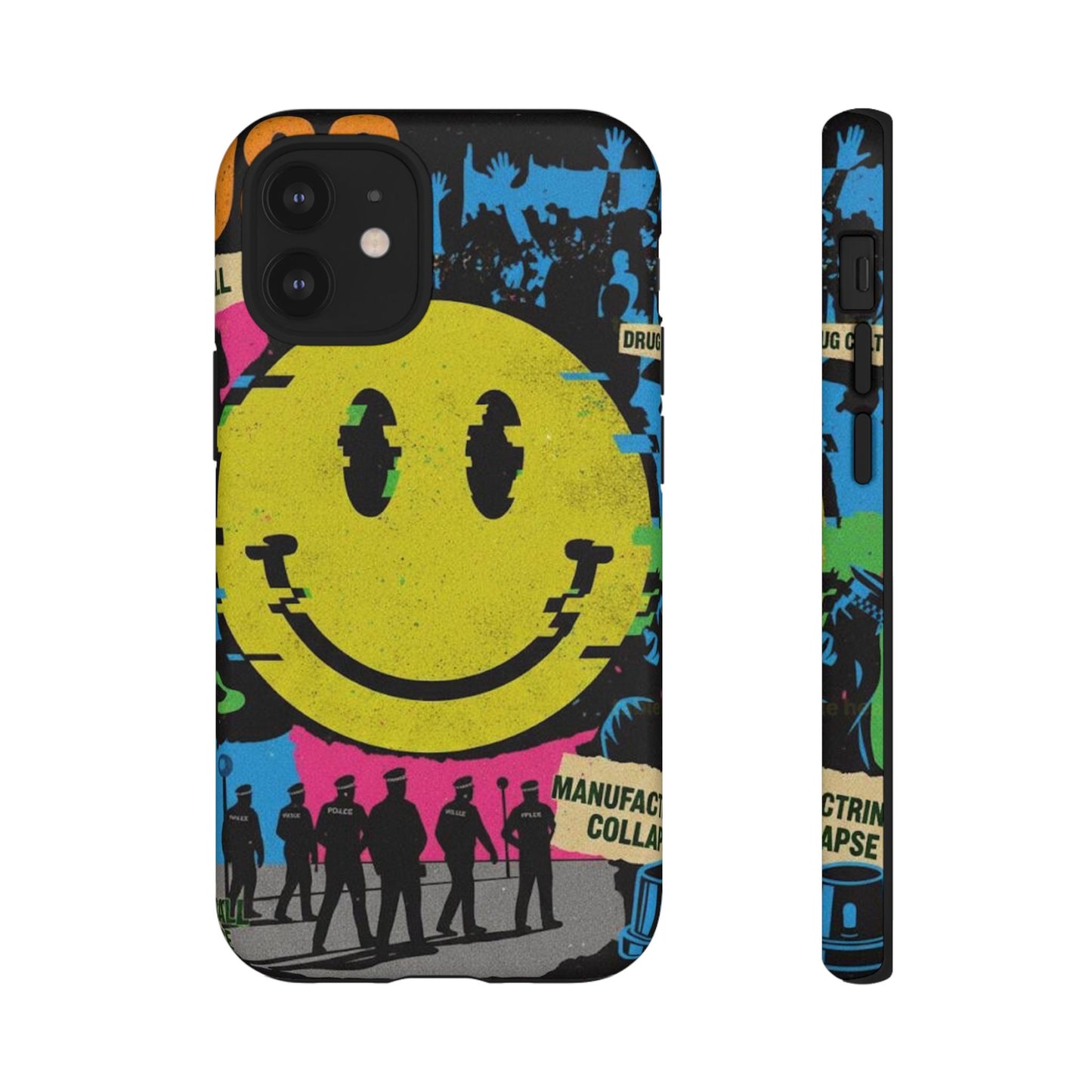Acid house rave Vibrant iPhone Case, Tough Cases, Smiley Face Phone Cover, Fun Accessory, Colorful Phone Protector, Gift for Teenagers