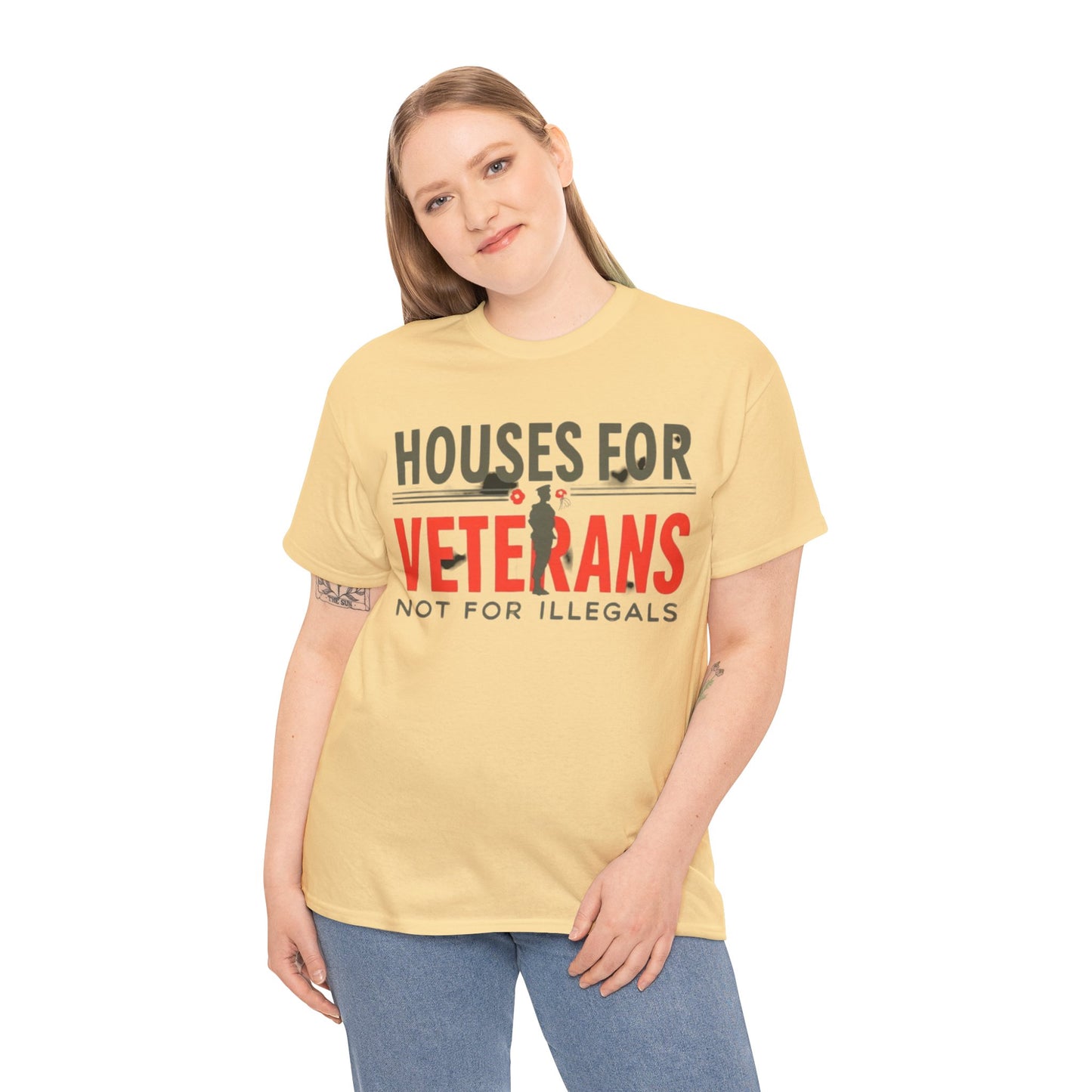 Unisex Heavy Cotton Tee - 'Houses for Veterans not for illegals' Statement Shirt for Supporters, Patriotic Gifts, Veteran Advocacy Apparel, Everyday [...]