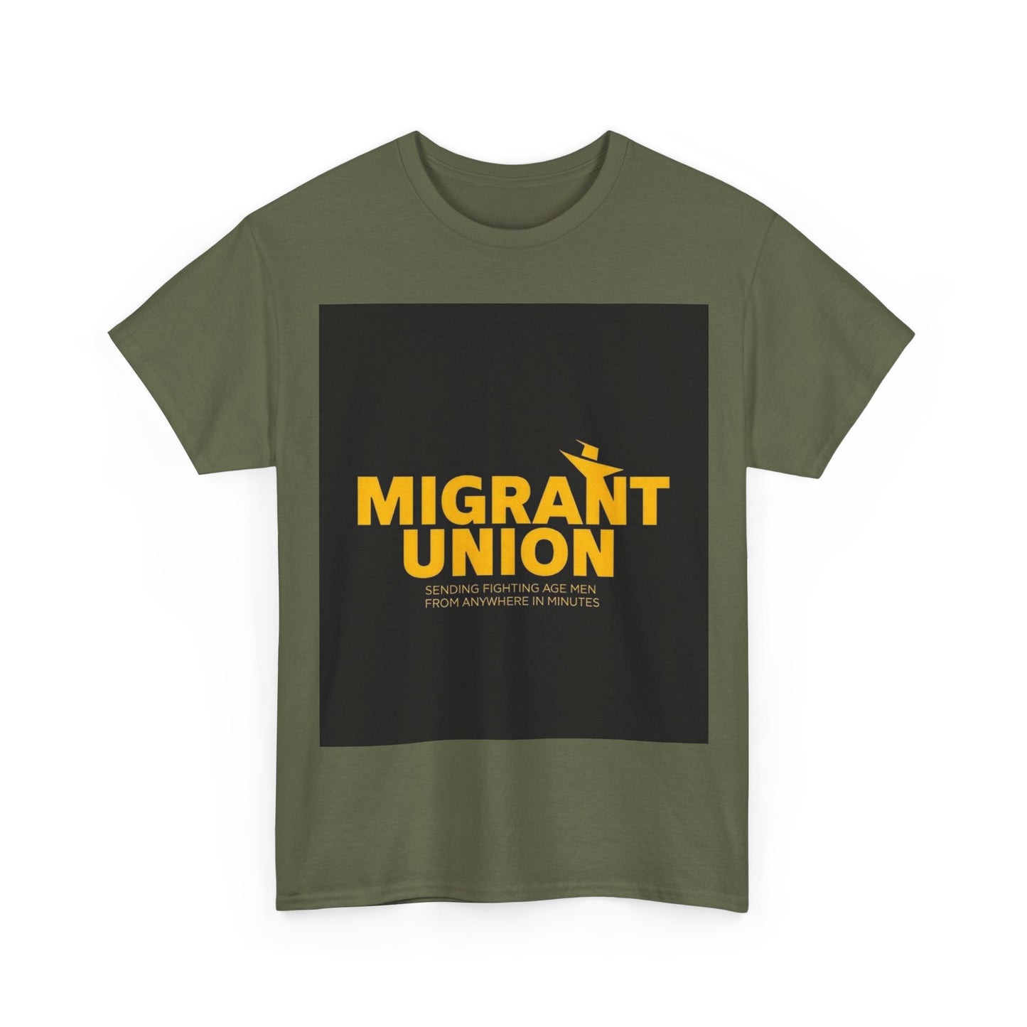 Migrant Union Unisex Heavy Cotton Tee, Casual Wear, Activism Shirt, Gift for Advocates, Comfortable Everyday Tee, Statement Clothing