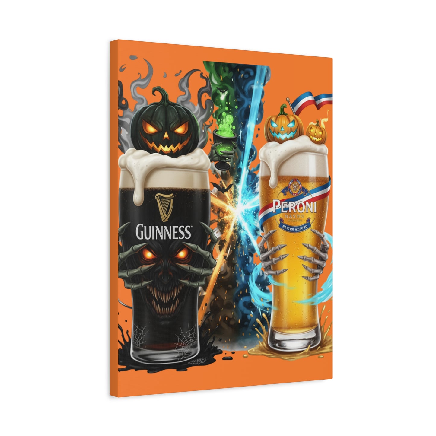 Halloween Guiness Beer Canvas Art Print, Spooky Wall Decor for Pub, Bar, Halloween Party, Unique Gift for Beer Lovers