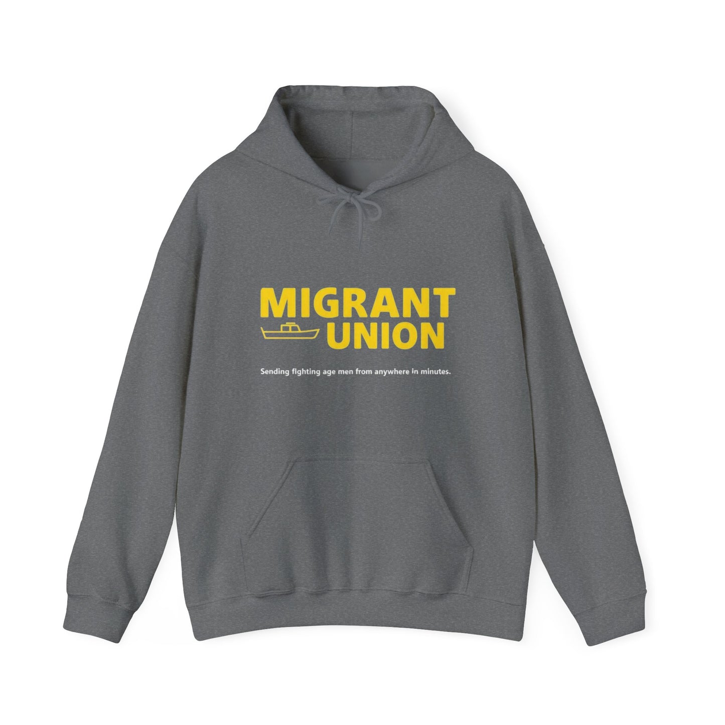 Migrant Union Hooded Sweatshirt, Unisex Sweatshirt, Cozy Layer, Activism Apparel, Streetwear, Gift for Protesters, Conscious Fashion