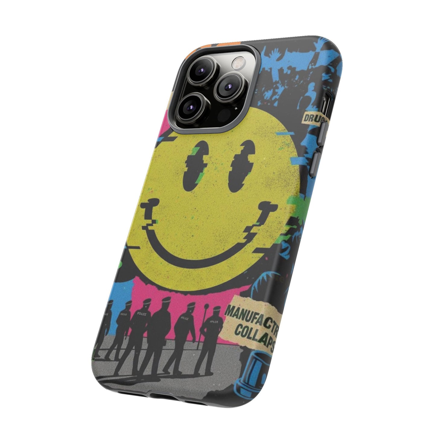 Acid house rave Vibrant iPhone Case, Tough Cases, Smiley Face Phone Cover, Fun Accessory, Colorful Phone Protector, Gift for Teenagers