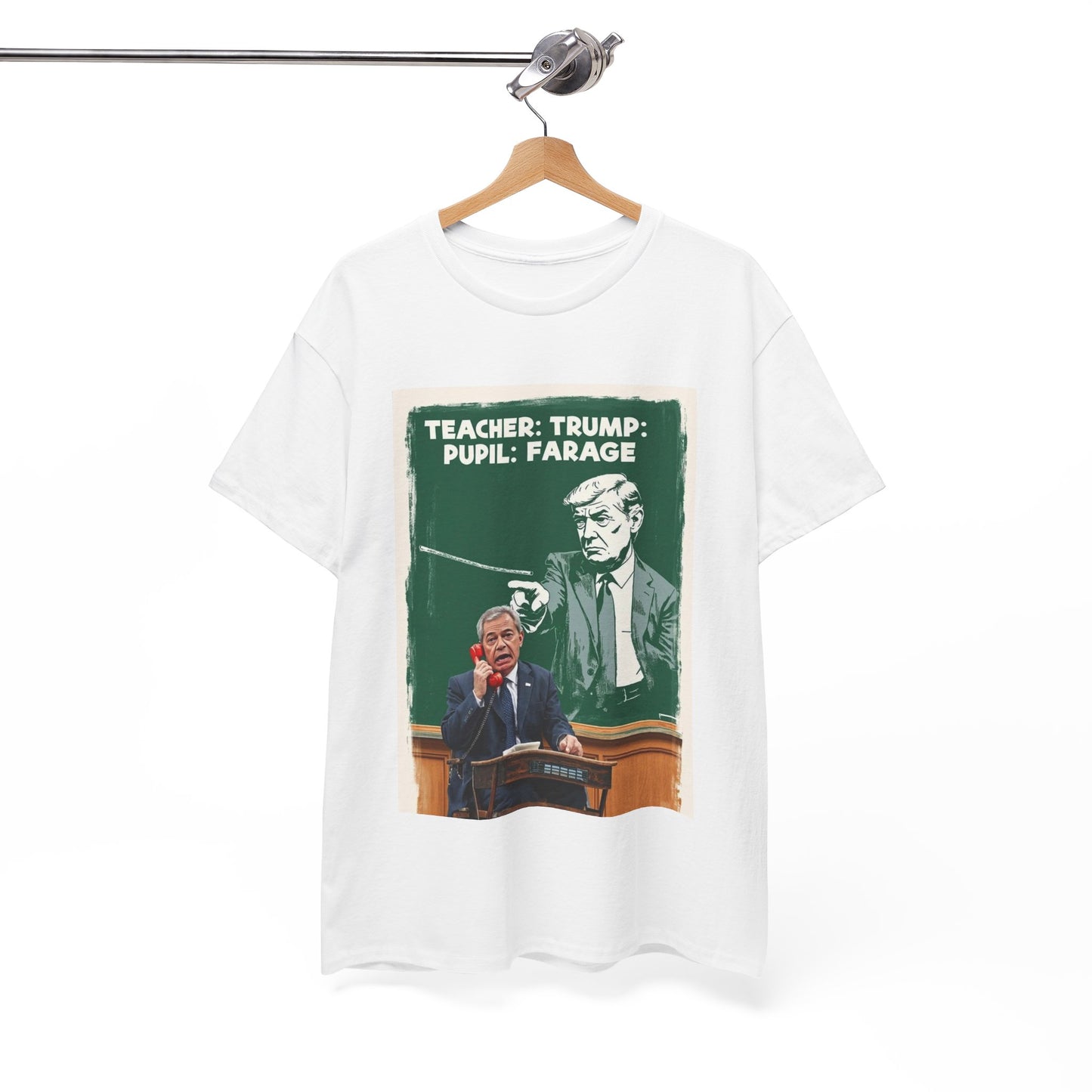Political Humor Tee: Teacher Trump & Pupil Farage Graphic Shirt